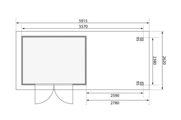 KARIBU Gartenhaus Askola 5, Terragrau, Fichtenholz 19mm, 591,5 X 246 X 211 Cm, Flachdach, Seitlicher Anbau 2,8m 8 KARIBU Gartenhaus Askola 5, Terragrau, Fichtenholz 19mm, 591,5 X 246 X 211 Cm, Flachdach, Seitlicher Anbau 2,8m – Bild 6