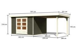 KARIBU Gartenhaus Askola 6, Terragrau, Fichtenholz 19mm, 591,5 X 306 X 216 Cm, Flachdach, Seitlicher Anbau 2,8m 16 KARIBU Gartenhaus Askola 6, Terragrau, Fichtenholz 19mm, 591,5 X 306 X 216 Cm, Flachdach, Seitlicher Anbau 2,8m -Gartenmoebel Verkaufs-Shop 30539 4 05.jpg