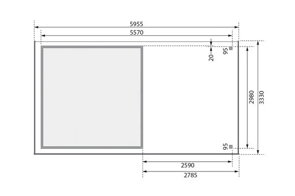 KARIBU Gartenhaus Askola 6, Terragrau, Fichtenholz 19mm, 591,5 X 306 X 216 Cm, Flachdach, Seitlicher Anbau 2,8m 8 KARIBU Gartenhaus Askola 6, Terragrau, Fichtenholz 19mm, 591,5 X 306 X 216 Cm, Flachdach, Seitlicher Anbau 2,8m – Bild 6