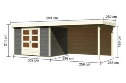 KARIBU Gartenhaus Askola 5, Terragrau, Fichtenholz 19mm, 591,5 X 246 X 211 Cm, Flachdach, Seitlicher Anbau 2,8m Mit Rückwand 16 KARIBU Gartenhaus Askola 5, Terragrau, Fichtenholz 19mm, 591,5 X 246 X 211 Cm, Flachdach, Seitlicher Anbau 2,8m Mit Rückwand -Gartenmoebel Verkaufs-Shop 30540 10 05.jpg