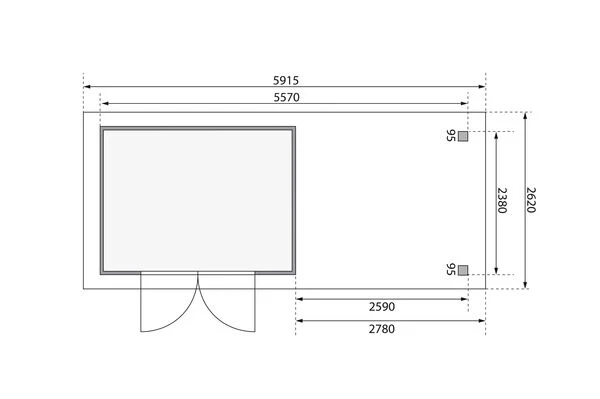 KARIBU Gartenhaus Askola 5, Terragrau, Fichtenholz 19mm, 591,5 X 246 X 211 Cm, Flachdach, Seitlicher Anbau 2,8m Mit Rückwand 8 KARIBU Gartenhaus Askola 5, Terragrau, Fichtenholz 19mm, 591,5 X 246 X 211 Cm, Flachdach, Seitlicher Anbau 2,8m Mit Rückwand – Bild 6