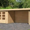 KARIBU Gartenhaus Askola2 , Naturbelassen, Fichtenholz 19mm, 504,5 X 217 X 211 Cm, Flachdach, Seitlicher Anbau 2,8m Mit Rückwand -Gartenmoebel Verkaufs-Shop 30540 1 01.jpg