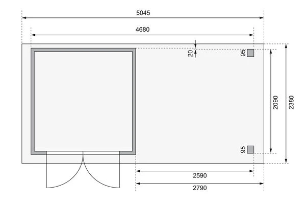 KARIBU Gartenhaus Askola2 , Naturbelassen, Fichtenholz 19mm, 504,5 X 217 X 211 Cm, Flachdach, Seitlicher Anbau 2,8m Mit Rückwand 8 KARIBU Gartenhaus Askola2 , Naturbelassen, Fichtenholz 19mm, 504,5 X 217 X 211 Cm, Flachdach, Seitlicher Anbau 2,8m Mit Rückwand – Bild 6