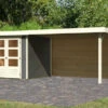 KARIBU Gartenhaus Askola 2, Terragrau, Fichtenholz 19mm, 504,5 X 217 X 211 Cm, Flachdach, Seitlicher Anbau 2,8m Mit Rückwand 1 KARIBU Gartenhaus Askola 2, Terragrau, Fichtenholz 19mm, 504,5 X 217 X 211 Cm, Flachdach, Seitlicher Anbau 2,8m Mit Rückwand -Gartenmoebel Verkaufs-Shop 30540 2 01.jpg