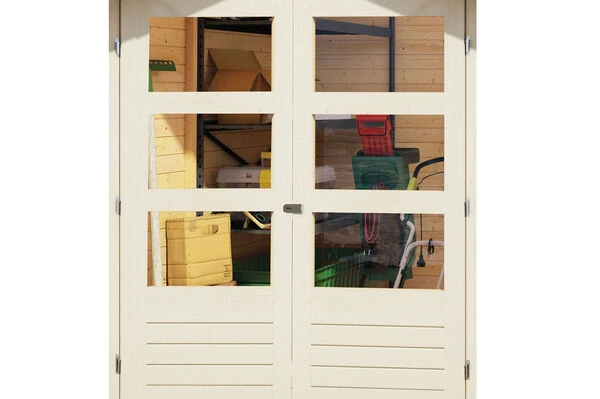 KARIBU Gartenhaus Askola 2, Terragrau, Fichtenholz 19mm, 504,5 X 217 X 211 Cm, Flachdach, Seitlicher Anbau 2,8m Mit Rückwand 4 KARIBU Gartenhaus Askola 2, Terragrau, Fichtenholz 19mm, 504,5 X 217 X 211 Cm, Flachdach, Seitlicher Anbau 2,8m Mit Rückwand – Bild 2