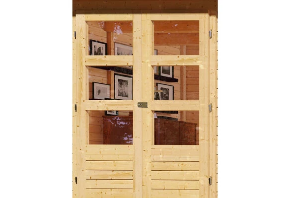 KARIBU Gartenhaus Askola 3, Naturbelassen, Fichtenholz 19mm, 528,5 X 217 X 211 Cm, Flachdach, Seitlicher Anbau 2,8m Mit Rückwand 4 KARIBU Gartenhaus Askola 3, Naturbelassen, Fichtenholz 19mm, 528,5 X 217 X 211 Cm, Flachdach, Seitlicher Anbau 2,8m Mit Rückwand – Bild 2