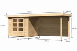 KARIBU Gartenhaus Askola 3, Naturbelassen, Fichtenholz 19mm, 528,5 X 217 X 211 Cm, Flachdach, Seitlicher Anbau 2,8m Mit Rückwand 16 KARIBU Gartenhaus Askola 3, Naturbelassen, Fichtenholz 19mm, 528,5 X 217 X 211 Cm, Flachdach, Seitlicher Anbau 2,8m Mit Rückwand -Gartenmoebel Verkaufs-Shop 30540 3 05.jpg