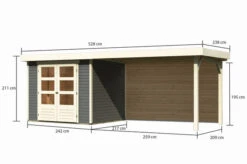 KARIBU Gartenhaus Askola 3, Terragrau, Fichtenholz 19mm, 528,5 X 217 X 211 Cm, Flachdach, Seitlicher Anbau 2,8m Mit Rückwand 16 KARIBU Gartenhaus Askola 3, Terragrau, Fichtenholz 19mm, 528,5 X 217 X 211 Cm, Flachdach, Seitlicher Anbau 2,8m Mit Rückwand -Gartenmoebel Verkaufs-Shop 30540 4 05.jpg