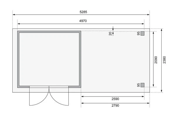KARIBU Gartenhaus Askola 3, Terragrau, Fichtenholz 19mm, 528,5 X 217 X 211 Cm, Flachdach, Seitlicher Anbau 2,8m Mit Rückwand 8 KARIBU Gartenhaus Askola 3, Terragrau, Fichtenholz 19mm, 528,5 X 217 X 211 Cm, Flachdach, Seitlicher Anbau 2,8m Mit Rückwand – Bild 6
