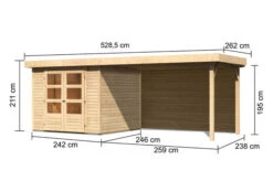 KARIBU Gartenhaus Askola 3,5, Naturbelassen, Fichtenholz 19mm, 528,5 X 246 X 211 Cm, Flachdach, Seitlicher Anbau 2,8m Mit Rückwand -Gartenmoebel Verkaufs-Shop 30540 5 05.jpg