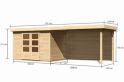 KARIBU Gartenhaus Askola 4, Naturbelassen, Fichtenholz 19mm, 591,5 X 217 X 211 Cm, Flachdach, Seitlicher Anbau 2,8m Mit Rückwand -Gartenmoebel Verkaufs-Shop 30540 7 05.jpg