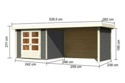 KARIBU Gartenhaus Askola3,5 , Terragrau, Fichtenholz 19mm, 528,5 X 246 X 211 Cm, Flachdach, Seitlicher Anbau 2,8m Mit Rück- Und Seitenwand 16 KARIBU Gartenhaus Askola3,5 , Terragrau, Fichtenholz 19mm, 528,5 X 246 X 211 Cm, Flachdach, Seitlicher Anbau 2,8m Mit Rück- Und Seitenwand -Gartenmoebel Verkaufs-Shop 30541 1 05.jpg