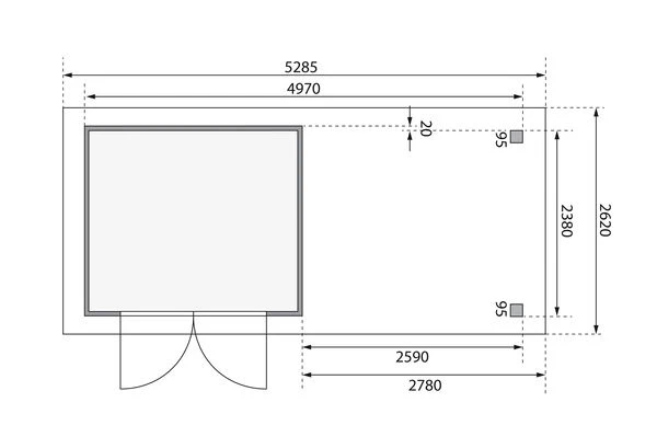KARIBU Gartenhaus Askola3,5 , Terragrau, Fichtenholz 19mm, 528,5 X 246 X 211 Cm, Flachdach, Seitlicher Anbau 2,8m Mit Rück- Und Seitenwand 8 KARIBU Gartenhaus Askola3,5 , Terragrau, Fichtenholz 19mm, 528,5 X 246 X 211 Cm, Flachdach, Seitlicher Anbau 2,8m Mit Rück- Und Seitenwand – Bild 6