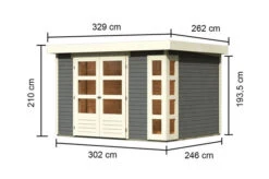 KARIBU Gartenhaus Kerko 5, Terragrau, Fichtenholz 19mm, 329 X 246 X 210 Cm, Flachdach, Doppelflügeltür -Gartenmoebel Verkaufs-Shop 30542 2 05.jpg