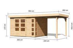 KARIBU Gartenhaus Kerko 5, Naturbelassen, Fichtenholz 19mm, 554 X 246 X 210 Cm, Flachdach, Anbau 2,4m 16 KARIBU Gartenhaus Kerko 5, Naturbelassen, Fichtenholz 19mm, 554 X 246 X 210 Cm, Flachdach, Anbau 2,4m -Gartenmoebel Verkaufs-Shop 30543 1 05.jpg