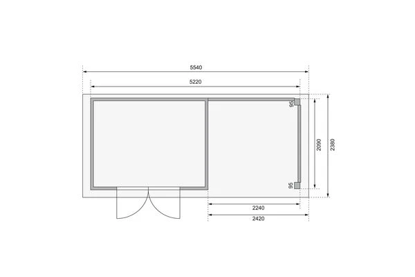 KARIBU Gartenhaus Kerko 4, Naturbelassen, Fichtenholz 19mm, 554 X 217 X 211 Cm, Flachdach, Anbau 2,4m Mit Rückwand 8 KARIBU Gartenhaus Kerko 4, Naturbelassen, Fichtenholz 19mm, 554 X 217 X 211 Cm, Flachdach, Anbau 2,4m Mit Rückwand – Bild 6