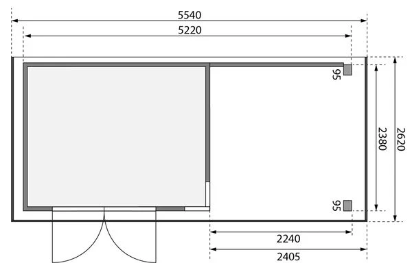 KARIBU Gartenhaus Kerko 5, Naturbelassen, Fichtenholz 19mm, 554 X 246 X 210 Cm, Flachdach, Anbau 2,4m Mit Rückwand 8 KARIBU Gartenhaus Kerko 5, Naturbelassen, Fichtenholz 19mm, 554 X 246 X 210 Cm, Flachdach, Anbau 2,4m Mit Rückwand – Bild 6