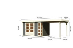 KARIBU Gartenhaus Kerko 5, Terragrau, Fichtenholz 19mm, 591,5 X 246 X 210 Cm, Flachdach, Anbau 2,8m 16 KARIBU Gartenhaus Kerko 5, Terragrau, Fichtenholz 19mm, 591,5 X 246 X 210 Cm, Flachdach, Anbau 2,8m -Gartenmoebel Verkaufs-Shop 30546 2 05.jpg