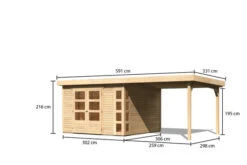 KARIBU Gartenhaus Kerko 6, Naturbelassen, Fichtenholz 19mm, 334 X 306 X 216 Cm, Flachdach, Anbau 2,8m 16 KARIBU Gartenhaus Kerko 6, Naturbelassen, Fichtenholz 19mm, 334 X 306 X 216 Cm, Flachdach, Anbau 2,8m -Gartenmoebel Verkaufs-Shop 30546 3 05.jpg
