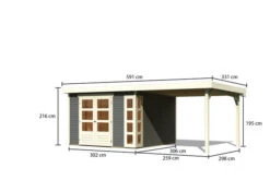 KARIBU Gartenhaus Kerko 6, Terragrau, Fichtenholz 19mm, 334 X 306 X 216 Cm, Flachdach, Anbau 2,8m -Gartenmoebel Verkaufs-Shop 30546 4 05.jpg