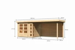 KARIBU Gartenhaus Kerko 3, Naturbelassen, Fichtenholz 19mm, 528,5 X 217 X 211 Cm, Flachdach, Anbau 2,8m Mit Rückwand -Gartenmoebel Verkaufs-Shop 30547 1 05.jpg