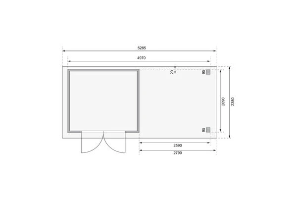 KARIBU Gartenhaus Kerko 3, Terragrau, Fichtenholz 19mm, 528,5 X 217 X 211 Cm, Flachdach, Anbau 2,8m Mit Rückwand 8 KARIBU Gartenhaus Kerko 3, Terragrau, Fichtenholz 19mm, 528,5 X 217 X 211 Cm, Flachdach, Anbau 2,8m Mit Rückwand – Bild 6