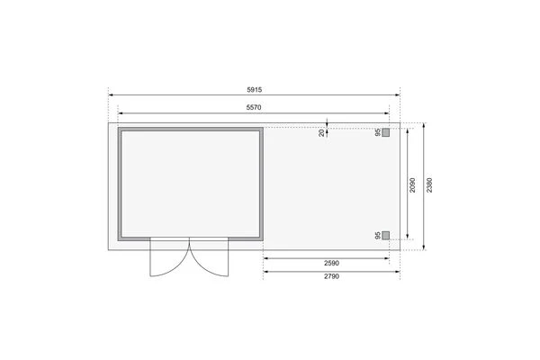 KARIBU Gartenhaus Kerko 4, Naturbelassen, Fichtenholz 19mm, 609 X 217 X 211 Cm, Flachdach, Anbau 2,8m Mit Rückwand 8 KARIBU Gartenhaus Kerko 4, Naturbelassen, Fichtenholz 19mm, 609 X 217 X 211 Cm, Flachdach, Anbau 2,8m Mit Rückwand – Bild 6