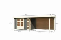 KARIBU Gartenhaus Kerko 4, Terragrau, Fichtenholz 19mm, 609 X 217 X 211 Cm, Flachdach, Anbau 2,8m Mit Rückwand -Gartenmoebel Verkaufs-Shop 30547 4 05.jpg