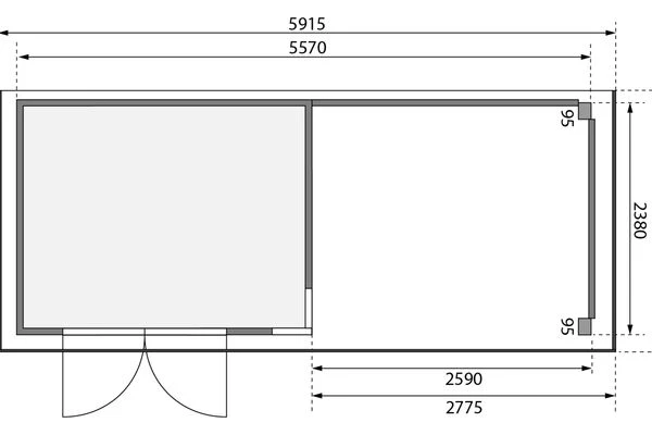 KARIBU Gartenhaus Kerko 5, Terragrau, Fichtenholz 19mm, 591,5 X 246 X 210 Cm, Flachdach, Anbau 2,8m Mit Rückwand 8 KARIBU Gartenhaus Kerko 5, Terragrau, Fichtenholz 19mm, 591,5 X 246 X 210 Cm, Flachdach, Anbau 2,8m Mit Rückwand – Bild 6