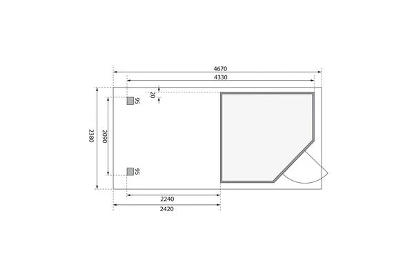 KARIBU Gartenhaus Schwandorf 3 , Naturbelassen, Fichtenholz 19mm, 467 X 217 X 218 Cm, Flachdach, Anbau 2,4m Mit Rückwand 8 KARIBU Gartenhaus Schwandorf 3 , Naturbelassen, Fichtenholz 19mm, 467 X 217 X 218 Cm, Flachdach, Anbau 2,4m Mit Rückwand – Bild 6