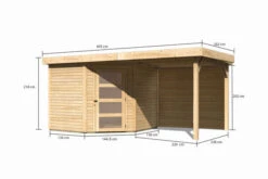 KARIBU Gartenhaus Schwandorf 5, Naturbelassen, Fichtenholz 19mm, 493 X 246 X 218 Cm, Flachdach, Anbau 2,4m Mit Rückwand -Gartenmoebel Verkaufs-Shop 30549 3 05.jpg