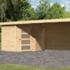 KARIBU Gartenhaus Schwandorf 5, Naturbelassen, Fichtenholz 19mm, 530 X 246 X 218 Cm, Flachdach, Anbau 2,8m Mit Rückwand 1 KARIBU Gartenhaus Schwandorf 5, Naturbelassen, Fichtenholz 19mm, 530 X 246 X 218 Cm, Flachdach, Anbau 2,8m Mit Rückwand -Gartenmoebel Verkaufs-Shop 30551 3 01.jpg