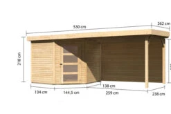 KARIBU Gartenhaus Schwandorf 5, Naturbelassen, Fichtenholz 19mm, 530 X 246 X 218 Cm, Flachdach, Anbau 2,8m Mit Rückwand 16 KARIBU Gartenhaus Schwandorf 5, Naturbelassen, Fichtenholz 19mm, 530 X 246 X 218 Cm, Flachdach, Anbau 2,8m Mit Rückwand -Gartenmoebel Verkaufs-Shop 30551 3 05.jpg