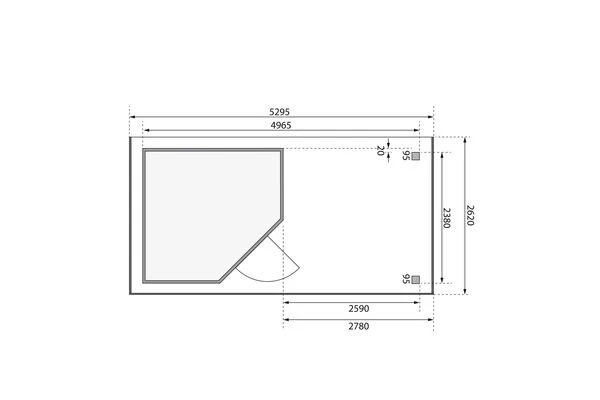 KARIBU Gartenhaus Schwandorf5 , Naturbelassen, Fichtenholz 19mm, 530 X 246 X 218 Cm, Flachdach, Anbau 2,8m Mit Rück- Und Seitenwand 8 KARIBU Gartenhaus Schwandorf5 , Naturbelassen, Fichtenholz 19mm, 530 X 246 X 218 Cm, Flachdach, Anbau 2,8m Mit Rück- Und Seitenwand – Bild 6