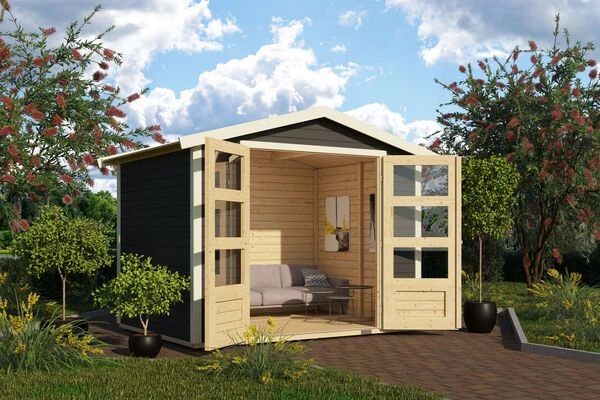 KARIBU Gartenhaus Amberg 3, Terragrau, Fichtenholz 19mm, 272 X 186 X 209 Cm, Satteldach, Doppelflügeltür 3 KARIBU Gartenhaus Amberg 3, Terragrau, Fichtenholz 19mm, 272 X 186 X 209 Cm, Satteldach, Doppelflügeltür