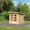 KARIBU Gartenhaus Stockach 2, Naturbelassen, Fichtenholz 19mm, 212 X 186 X 197 Cm, Pultdach, Doppelflügeltür -Gartenmoebel Verkaufs-Shop 30554 1 01.jpg