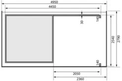 KARIBU Gartenhaus Kandern3 , Terragrau, Fichtenholz 28mm, 522,5 X 244 X 222 Cm, Pultdach, Anbau 2,35m Mit Rückwand 17 KARIBU Gartenhaus Kandern3 , Terragrau, Fichtenholz 28mm, 522,5 X 244 X 222 Cm, Pultdach, Anbau 2,35m Mit Rückwand -Gartenmoebel Verkaufs-Shop 30555 2 06.jpg