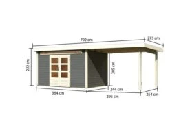 KARIBU Gartenhaus Kandern 7, Terragrau, Fichtenholz 28mm, 702 X 244 X 222 Cm, Pultdach, Anbau 3,2m 16 KARIBU Gartenhaus Kandern 7, Terragrau, Fichtenholz 28mm, 702 X 244 X 222 Cm, Pultdach, Anbau 3,2m -Gartenmoebel Verkaufs-Shop 30558 2 05.jpg