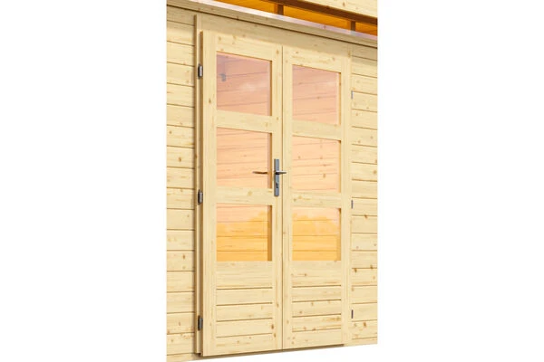 KARIBU Gartenhaus Kandern 6, Naturbelassen, Fichtenholz 28mm, 612 X 274 X 222 Cm, Pultdach, Anbau 3,2m Mit Rückwand 4 KARIBU Gartenhaus Kandern 6, Naturbelassen, Fichtenholz 28mm, 612 X 274 X 222 Cm, Pultdach, Anbau 3,2m Mit Rückwand – Bild 2