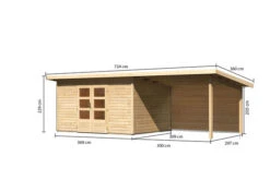 KARIBU Gartenhaus Northeim 4, Naturbelassen, Fichtenholz 40mm, 724 X 309 X 229 Cm, Pultdach, Anbau 3m Mit Rückwand -Gartenmoebel Verkaufs-Shop 30561 3 05.jpg