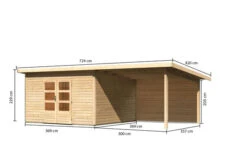 KARIBU Gartenhaus Northeim 5, Naturbelassen, Fichtenholz 40mm, 724 X 369 X 229 Cm, Pultdach, Anbau 3m Mit Rückwand -Gartenmoebel Verkaufs-Shop 30561 5 05.jpg