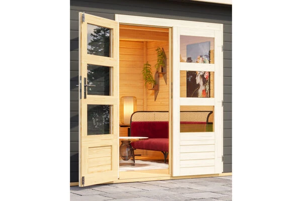 KARIBU Gartenhaus Northeim 5, Terragrau, Fichtenholz 40mm, 724 X 369 X 229 Cm, Pultdach, Anbau 3m Mit Rückwand 4 KARIBU Gartenhaus Northeim 5, Terragrau, Fichtenholz 40mm, 724 X 369 X 229 Cm, Pultdach, Anbau 3m Mit Rückwand – Bild 2