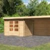 KARIBU Gartenhaus Bastrup 3, Naturbelassen, Fichtenholz 28mm, 641 X 237 X 220 Cm, Pultdach, Anbau 3m Mit Rückwand -Gartenmoebel Verkaufs-Shop 30566 3 01.jpg
