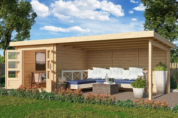 KARIBU Gartenhaus Bastrup 4, Naturbelassen, Fichtenholz 28mm, 654,5 X 297 X 222 Cm, Pultdach, Anbau 4m Mit Rückwand 3 KARIBU Gartenhaus Bastrup 4, Naturbelassen, Fichtenholz 28mm, 654,5 X 297 X 222 Cm, Pultdach, Anbau 4m Mit Rückwand