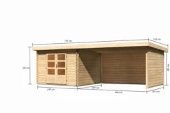 KARIBU Gartenhaus Bastrup 5, Naturbelassen, Fichtenholz 28mm, 714,5 X 297 X 222 Cm, Pultdach, Anbau 4m Mit Rück- Und Seitenwand -Gartenmoebel Verkaufs-Shop 30570 2 05.jpg