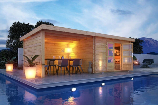 KARIBU Gartenhaus Bastrup 7, Naturbelassen, Fichtenholz 28mm, 774,5 X 297 X 222 Cm, Pultdach, Anbau 4m Mit Rück- Und Seitenwand 3 KARIBU Gartenhaus Bastrup 7, Naturbelassen, Fichtenholz 28mm, 774,5 X 297 X 222 Cm, Pultdach, Anbau 4m Mit Rück- Und Seitenwand