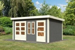 KARIBU Mittelwandhaus Schönbuch 2, Terragrau, Fichtenholz 38mm, 458 X 276 X 228 Cm, Flachdach 13 KARIBU Mittelwandhaus Schönbuch 2, Terragrau, Fichtenholz 38mm, 458 X 276 X 228 Cm, Flachdach -Gartenmoebel Verkaufs-Shop 30573 03.jpg