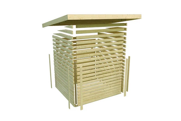 KARIBU Mittelwandhaus Schönbuch 2, Terragrau, Fichtenholz 38mm, 458 X 276 X 228 Cm, Flachdach 11 KARIBU Mittelwandhaus Schönbuch 2, Terragrau, Fichtenholz 38mm, 458 X 276 X 228 Cm, Flachdach – Bild 9