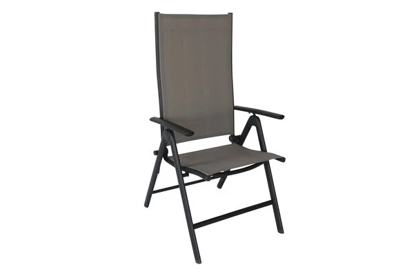 VILLANA Sitzgruppe, Anthrazit/grau, Alu/Textil, Tisch 160/220 Cm, 6 Stapelstühle, 2 Hochlehner 5 VILLANA Sitzgruppe, Anthrazit/grau, Alu/Textil, Tisch 160/220 Cm, 6 Stapelstühle, 2 Hochlehner – Bild 3