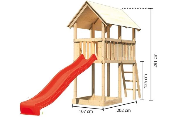 KARIBU Spielturm Danny, Fichtenholz 18 Mm, Naturbelassen 5 KARIBU Spielturm Danny, Fichtenholz 18 Mm, Naturbelassen – Bild 3